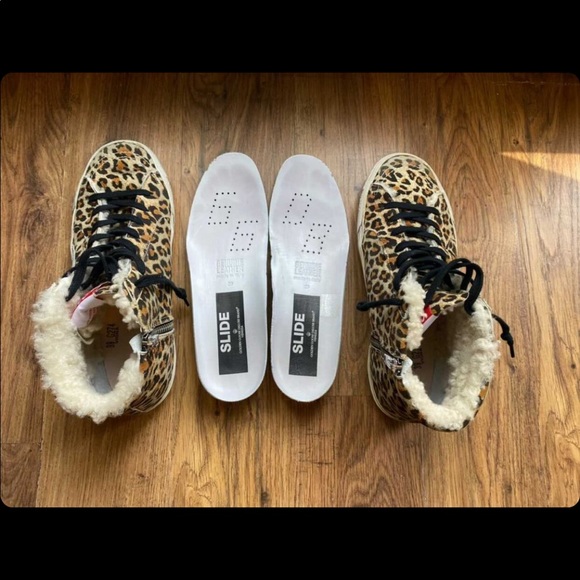 GOLDEN GOOSE SHOPBOP LEOPARD SHERPA SLIDE SNEAKERS EUC SIZE 39 - Picture 5 of 12